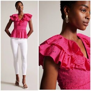 Ted Baker ~ Pink Mazieh Broderie Top